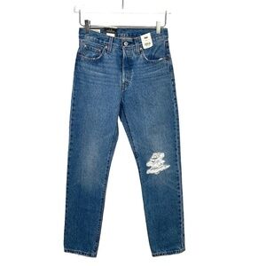 Levi's 501 Original Cropped Lightly Distressed Jeans 25x30 NWT
